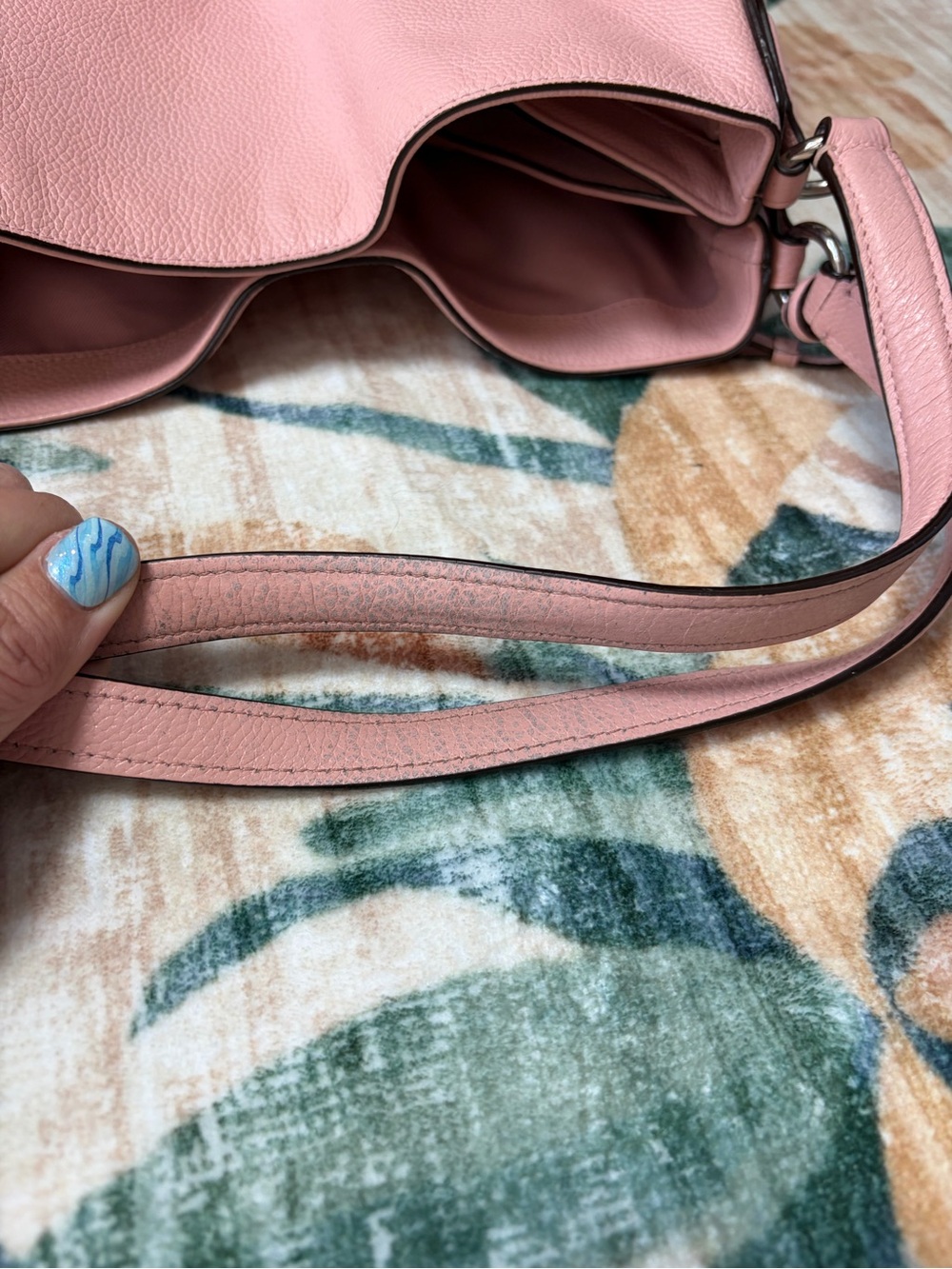 Coach Edie Pebbled Pink Leather Carryall Shoulder Hobo Purse Bag - Picture 15 of 16